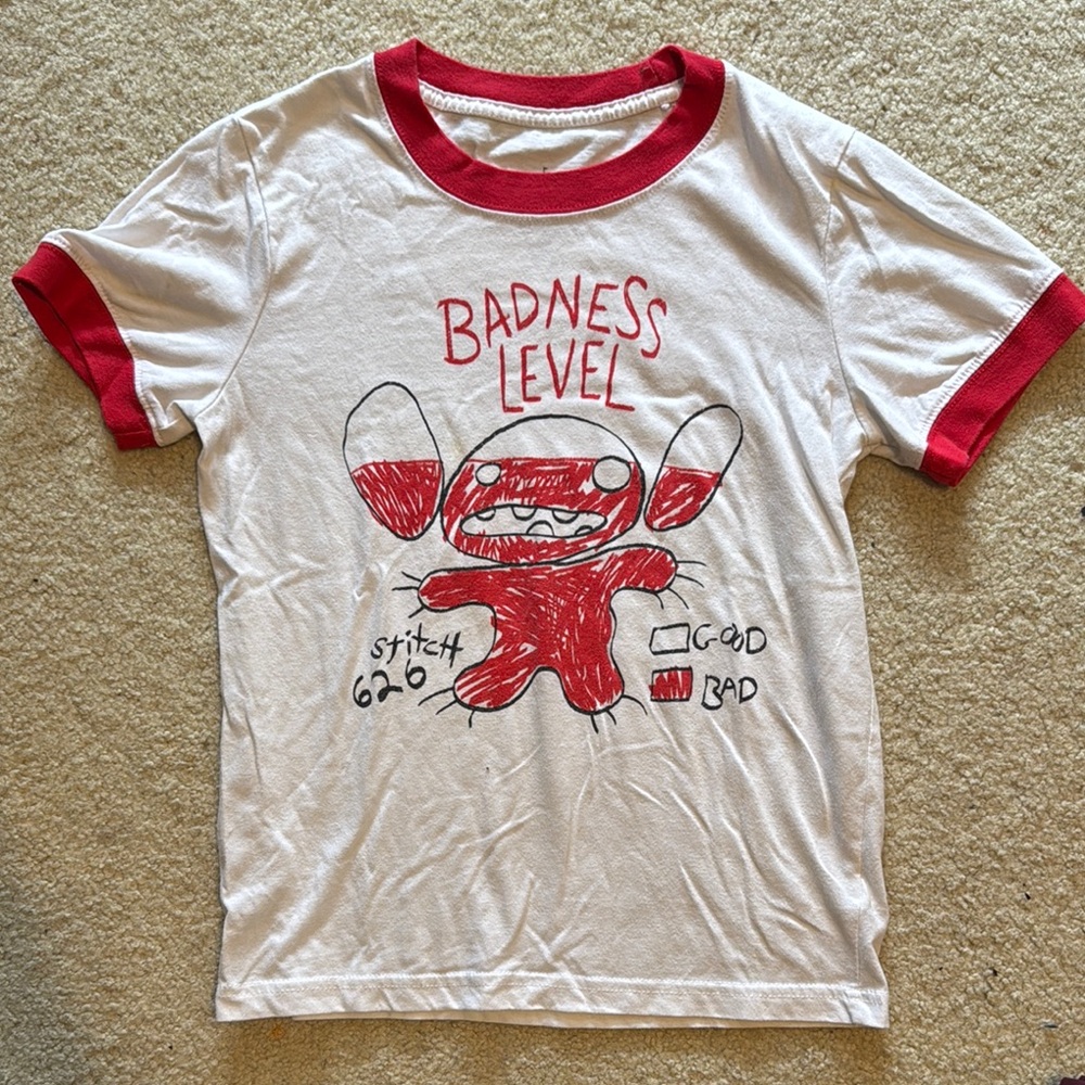 White and Red Graphic T-Shirt